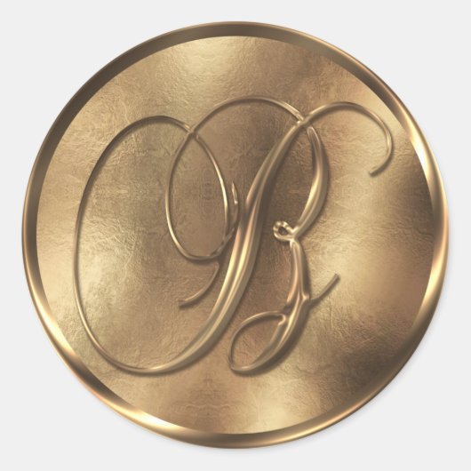 Sticker Rond Monogramme B Faire-part de mariage de bronze (Devant)