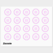 Sticker Rond Monogramme baby shower enveloppe collant rose (Feuille)