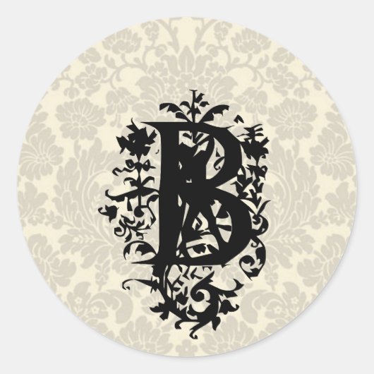 Sticker Rond Monogramme baroque "B" (Devant)