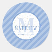 Sticker Rond Monogramme bébé garçon bleu (Devant)