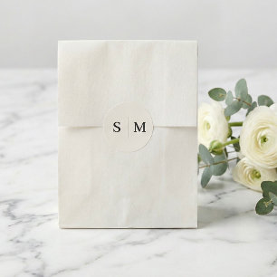 Sticker Rond Monogramme beige Mariage élégant