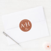 Sticker Rond Monogramme blanc Brown rustique Enregistrer le Mar (Enveloppe)