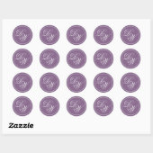 Sticker Rond Monogramme Blanc Calligraphie 2 Initiales Violet P (Feuille)