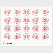 Sticker Rond Monogramme blanc de vigne rouge, do-it-yourself BG (Feuille)