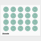 Sticker Rond Monogramme blanc dessiné main blanche (Feuille)