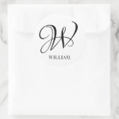 Sticker Rond Monogramme blanc élégant et personnalisé initial (Sac)
