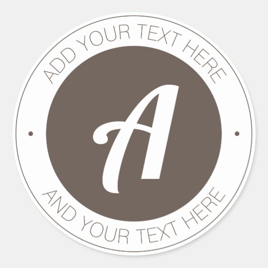 Sticker Rond Monogramme blanc et Brown ou ajouter le logo (Devant)