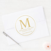 Sticker Rond Monogramme blanc et or Elegant Business (Enveloppe)