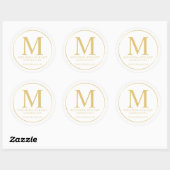 Sticker Rond Monogramme blanc et or Elegant Business (Feuille)