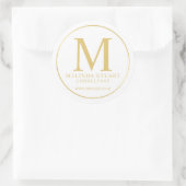 Sticker Rond Monogramme blanc et or Elegant Business (Sac)