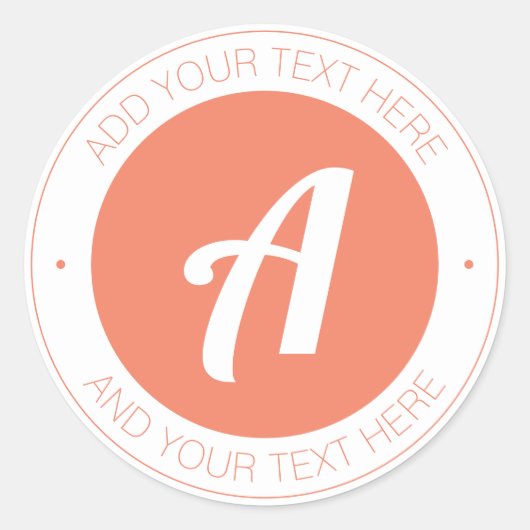 Sticker Rond Monogramme blanc et Saumon ou ajouter le logo (Devant)