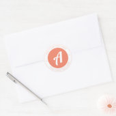 Sticker Rond Monogramme blanc et Saumon ou ajouter le logo (Enveloppe)