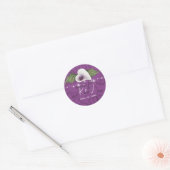 Sticker Rond Monogramme blanc et violet Calla Lily Mariage (Enveloppe)