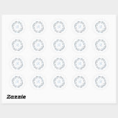 Sticker Rond Monogramme blanc gris bleu Enveloppe de couronne f (Feuille)