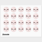 Sticker Rond Monogramme blanc Nom Parties scintillant Rose Yeux (Feuille)