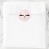 Sticker Rond Monogramme blanc Nom Parties scintillant Rose Yeux (Sac)