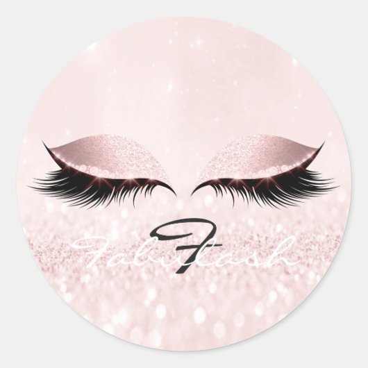 Sticker Rond Monogramme blanc Nom Parties scintillant Rose Yeux (Devant)