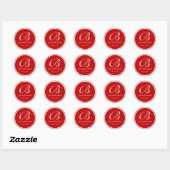 Sticker Rond Monogramme blanc rouge (Feuille)
