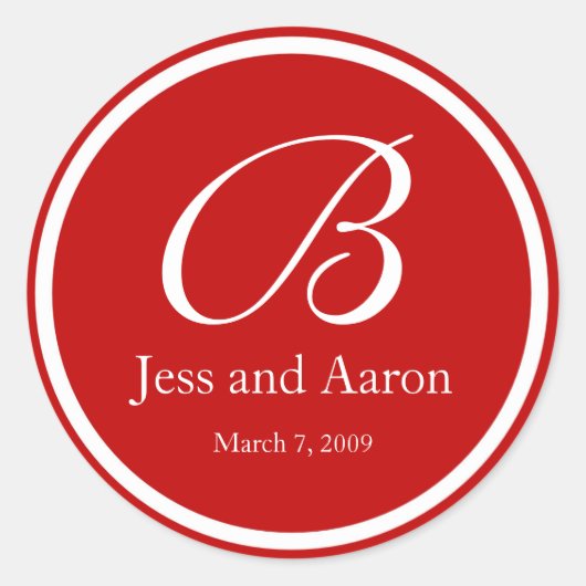 Sticker Rond Monogramme blanc rouge (Devant)