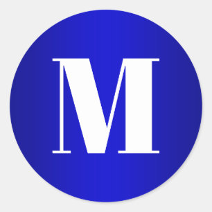 Sticker Rond Monogramme blanc sur Royal Blue Ombre