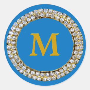 Sticker Rond Monogramme bleu
