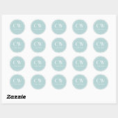 Sticker Rond Monogramme bleu ciel Damas (Feuille)
