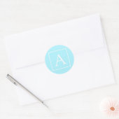 Sticker Rond Monogramme bleu ciel simple (Enveloppe)