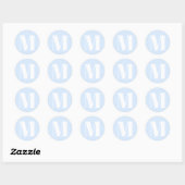 Sticker Rond Monogramme bleu clair blanc (Feuille)