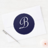 Sticker Rond Monogramme bleu et blanc de la marine "B" (Enveloppe)