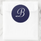 Sticker Rond Monogramme bleu et blanc de la marine "B" (Sac)