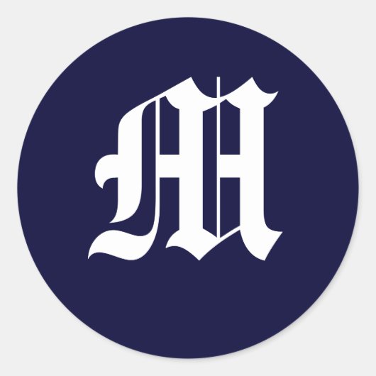 Sticker Rond Monogramme bleu et blanc de la Marine "M" (Devant)