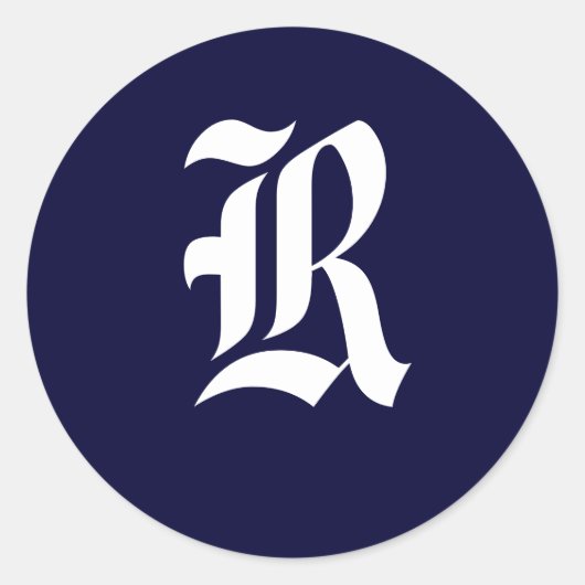 Sticker Rond Monogramme bleu et blanc de la marine Phoques init (Devant)