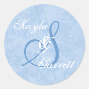 Sticker Rond Monogramme bleu et blanc S ou tout premier V9