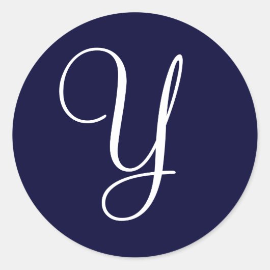 Sticker Rond Monogramme bleu et blanc Y (Devant)