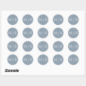 Sticker Rond Monogramme bleu foncé Élégant Mariage minimal simp (Feuille)