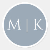 Sticker Rond Monogramme bleu foncé Élégant Mariage minimal simp (Devant)