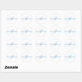 Sticker Rond Monogramme bleu J (Feuille)