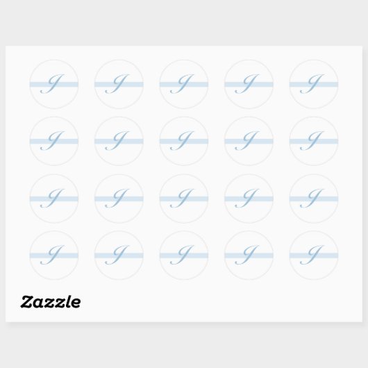 Sticker Rond Monogramme bleu J (Feuille)