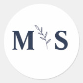 Sticker Rond Monogramme bleu marine mariage faveur (Devant)