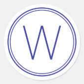 Sticker Rond Monogramme bleu marine simple et blanc (Devant)