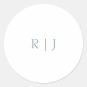 Sticker Rond Monogramme bleu poussiéreux Initiales Mariage mini (Devant)
