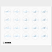 Sticker Rond Monogramme bleu R (Feuille)