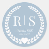 Sticker Rond Monogramme bleu transparent simple (Devant)