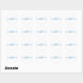 Sticker Rond Monogramme bleu W (Feuille)