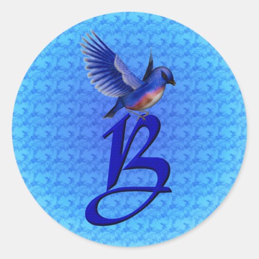 Sticker Rond Monogramme Bluebird Initiale B Élégant (Devant)
