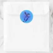 Sticker Rond Monogramme Bluebird Initiale F Élégant (Sac)