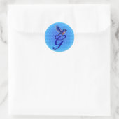 Sticker Rond Monogramme Bluebird Initiale G Élégant (Sac)
