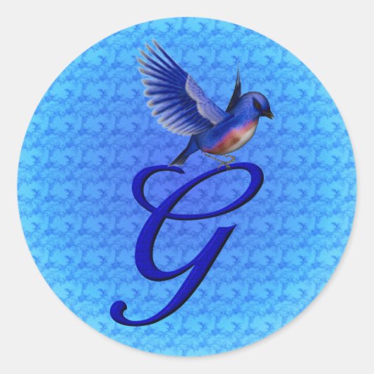 Sticker Rond Monogramme Bluebird Initiale G Élégant (Devant)
