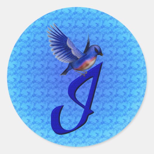 Sticker Rond Monogramme Bluebird Initiale I Élégant (Devant)