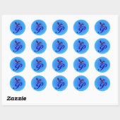 Sticker Rond Monogramme Bluebird Initiale P Élégant (Feuille)